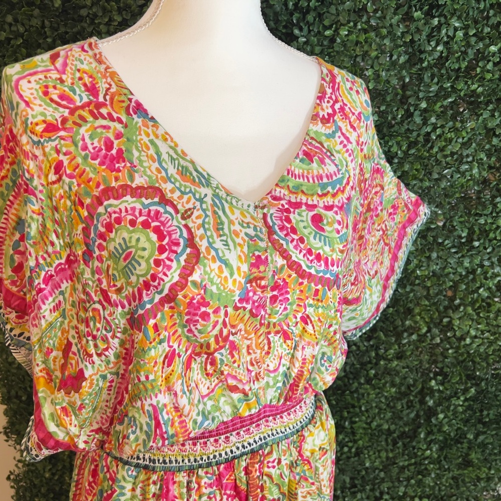 EUC! Tribal Brand mini dress in vibrant paisley-like pattern! Size Medium! - Picture 2 of 12